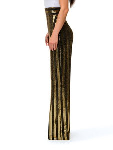 "Eve" Black and Gold Sequined Pants