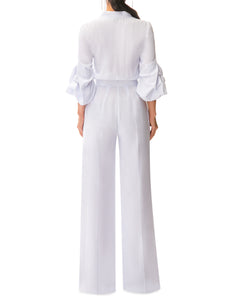 "Catalina" White Button-Down Jumpsuit