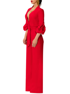 "Beverly Hills" Red Button-Down Jumpsuit