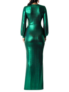 "Mitzi" Emerald Ruched Maxi Dress