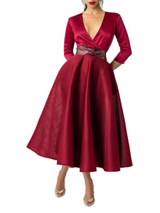 "Adele" Burgundy Swing Dress