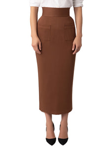 “Josette” Brown Pencil Skirt