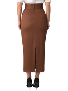 “Josette” Brown Pencil Skirt