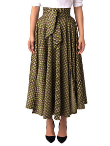 “Nora” Pattern Belted Skirt