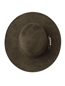 "Icon" Olive Embellished Wide Brim Hat