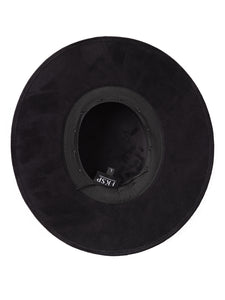 "Icon" Black Embellished Wide Brim Hat
