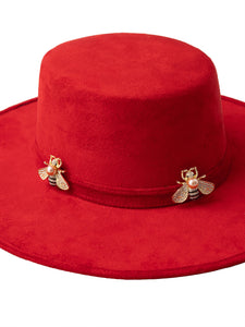 "Icon" Brown Embellished Wide Brim Hat