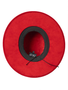 "Icon" Red Embellished Wide Brim Hat