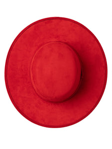 "Icon" Red Embellished Wide Brim Hat