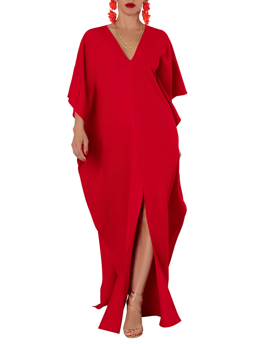 Passion Red Maxi Kaftan Dress Fksp 9211