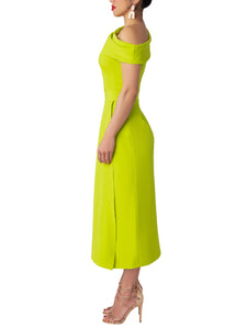 "Citrus" Lime Off-Shoulder Dress