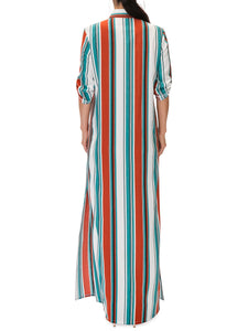 "Venice" Stripe Button-Down Maxi Shirtdress