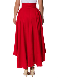 "San Fran" Red Belted Midi Skirt