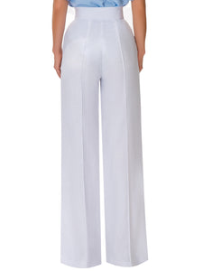 "Palm Springs" White Linen High Waist Pants