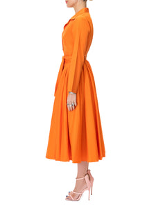 "Emily" Orange Midi Shirtdress