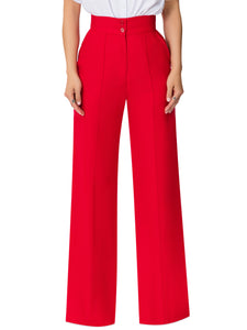 "Napa" Red Linen High Waist Pants