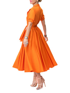 "Emily" Orange Midi Shirtdress