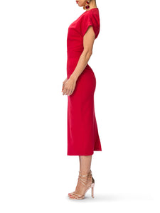 "Ruby" Midi Dress w/Folded Sleeves
