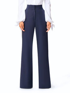 "Tatiana" Navy High Waist Pants w/ Tuxedo Detail
