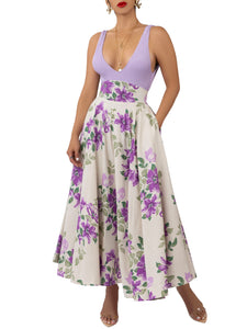 "Julep" Lilac Floral Print High Waist Skirt