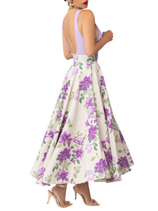 "Julep" Lilac Floral Print High Waist Skirt