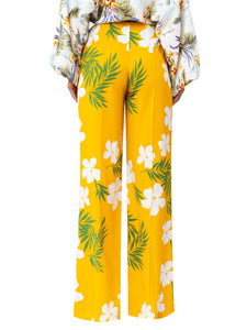 "Malia" Yellow Tropical High Waist Pants