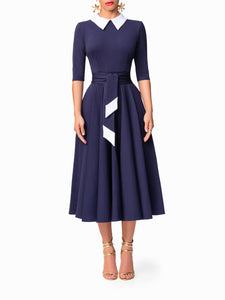 "Joan" Navy 50s Midi Dress
