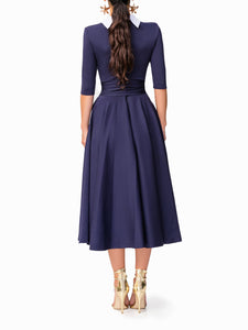 "Joan" Navy 50s Midi Dress