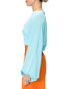 "Tiffany" Blue Bell Sleeve Bodysuit