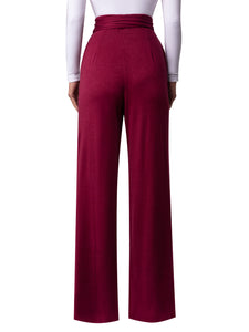 “Alba” Burgundy Belted Pants