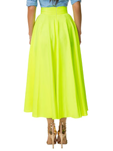 "Ola-Ray" Neon Yellow Midi Skirt