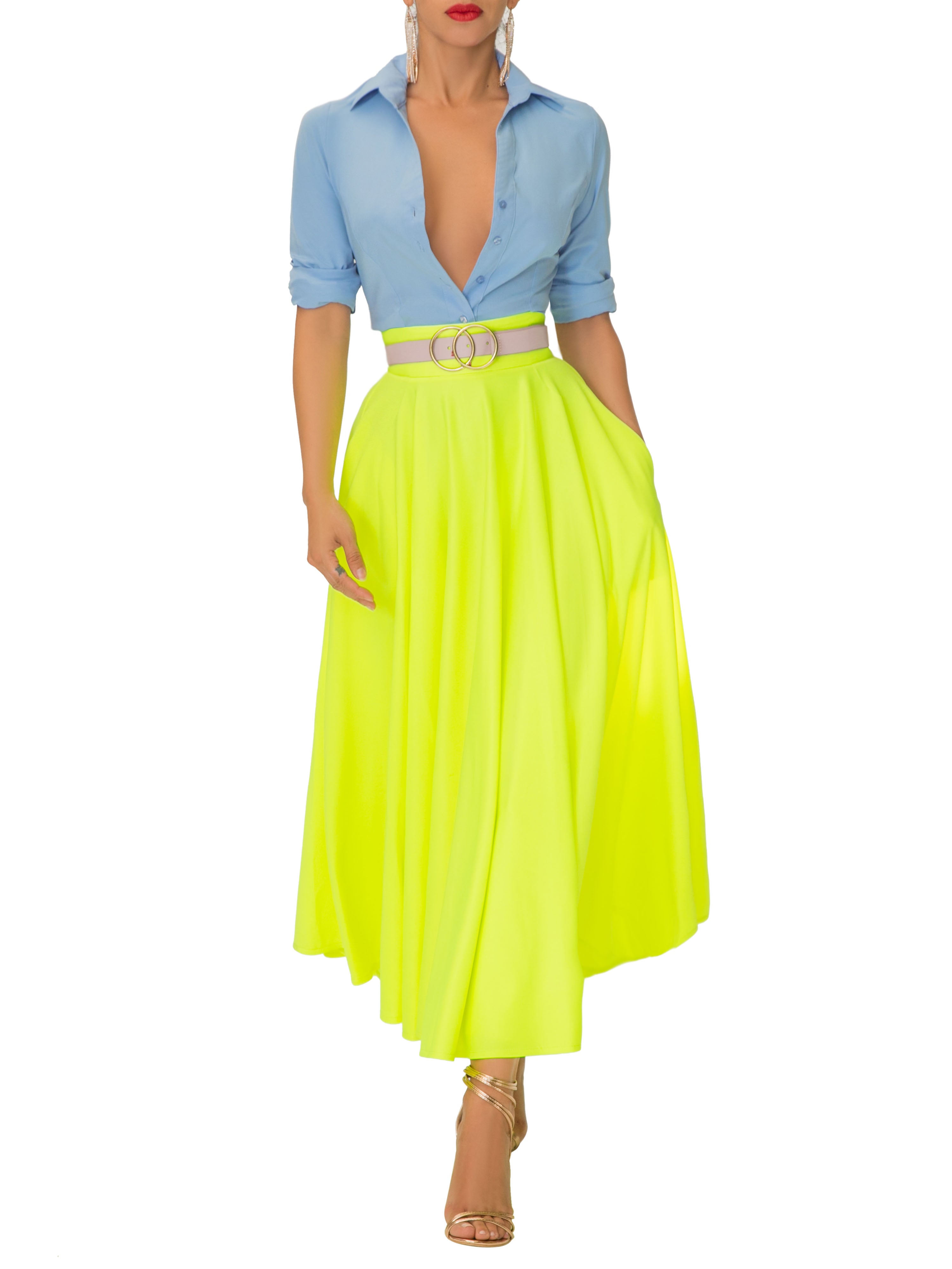 ★overdue flair★ STRIPE WRAP SKIRT_YELLOW STRIPE WRAP SKIRT_YELLOW - overdue flair