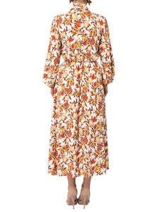 "Peaches" Floral Pussybow Midi Dress