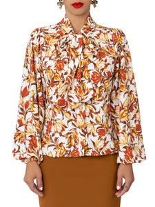 "Apricot" Floral Pussybow Top