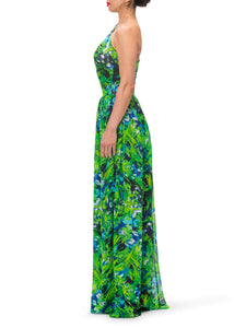 "Hyacinth" One Shoulder Print Maxi Dress