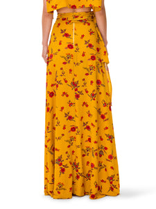 "Marigold" Floral Maxi Skirt w/ Front Slit