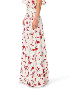 "Rose" Floral Maxi Skirt w/Front Slit