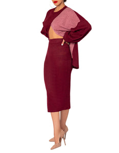 "Tarana" Burgundy Pencil Skirt