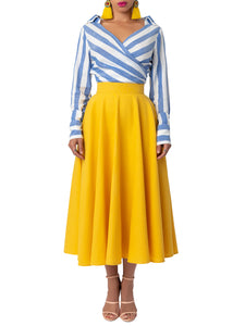 "Sunkiss" Stripe/Yellow Color Block Swing Dress