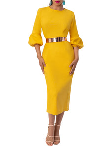 "Mimosa" Yellow Bishop Sleeve Dress