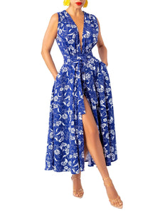 “Bólú” Blue Floral Midi Dress
