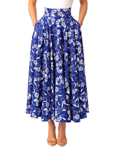 “Mídé” Blue Banded Floral Skirt
