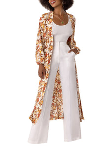 "Wilma" Ivory/Red Print Duster