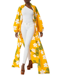 "Blossom" Yellow Tropical Print Duster
