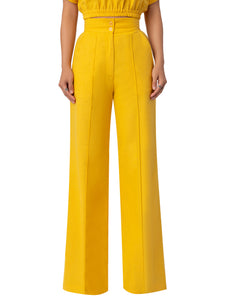 "Piña Colada" Yellow Linen High Waisted Pants
