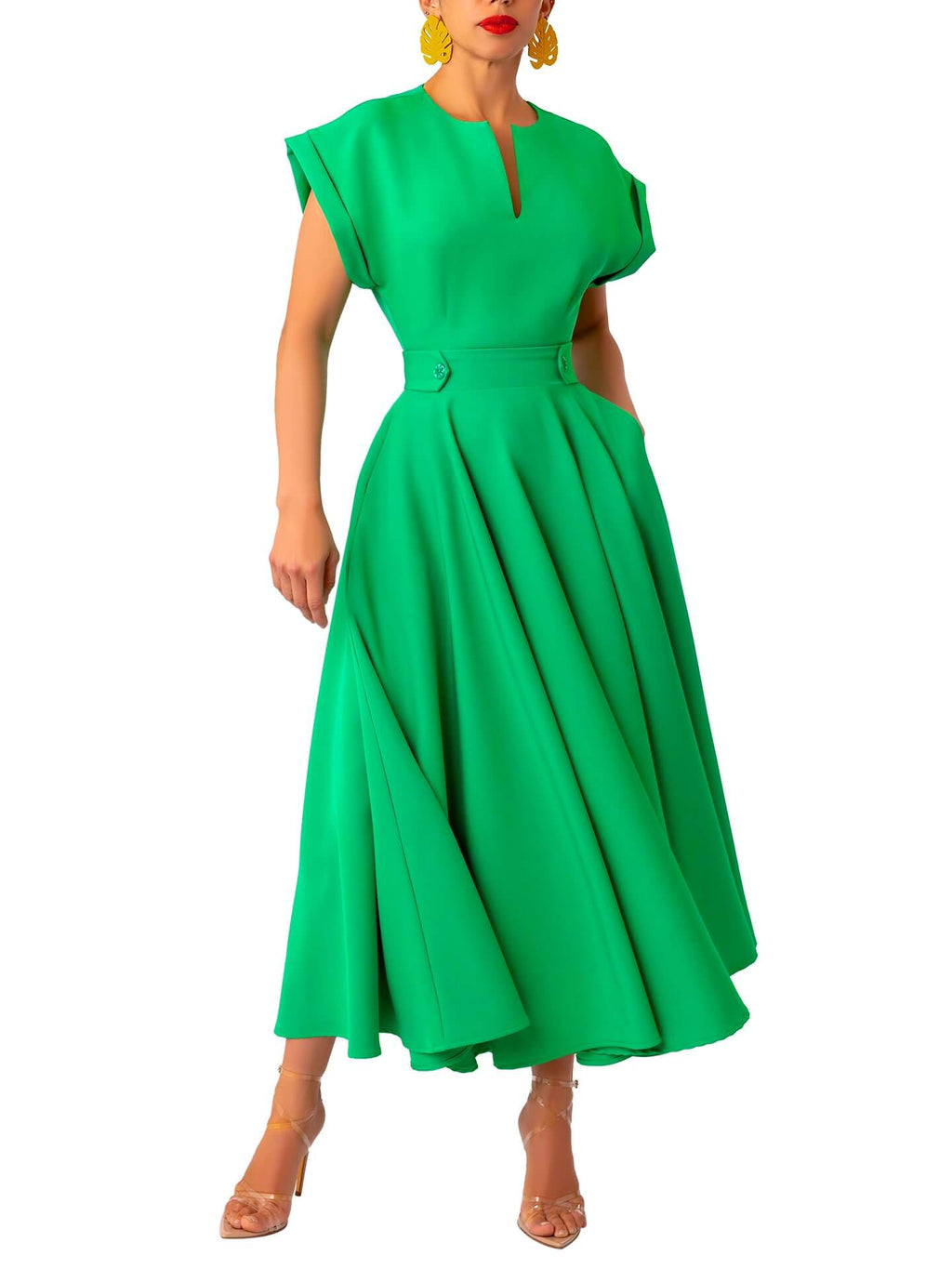 “Ìfẹ́” Jade Epaulet Swing Dress – FKSP