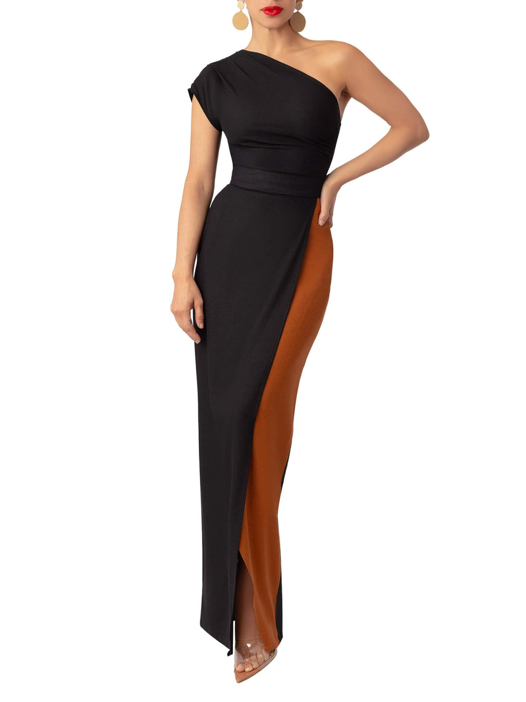 “Moyọ̀” Colorblock One Shoulder Linen Maxi Dress – FKSP