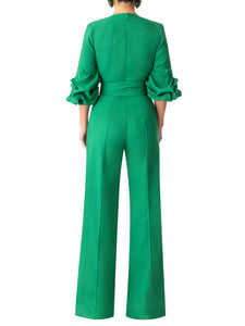 "Louisa" Green Wrap Jumpsuit