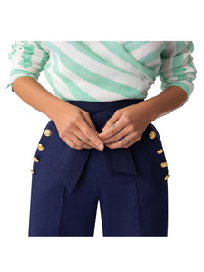 "Clove" Stripe/Navy Colorblock Jumpsuit