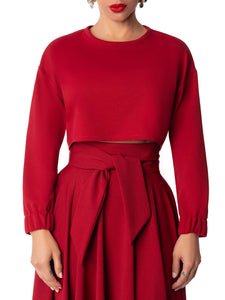 "Amy" Red Long Sleeve Crop Top